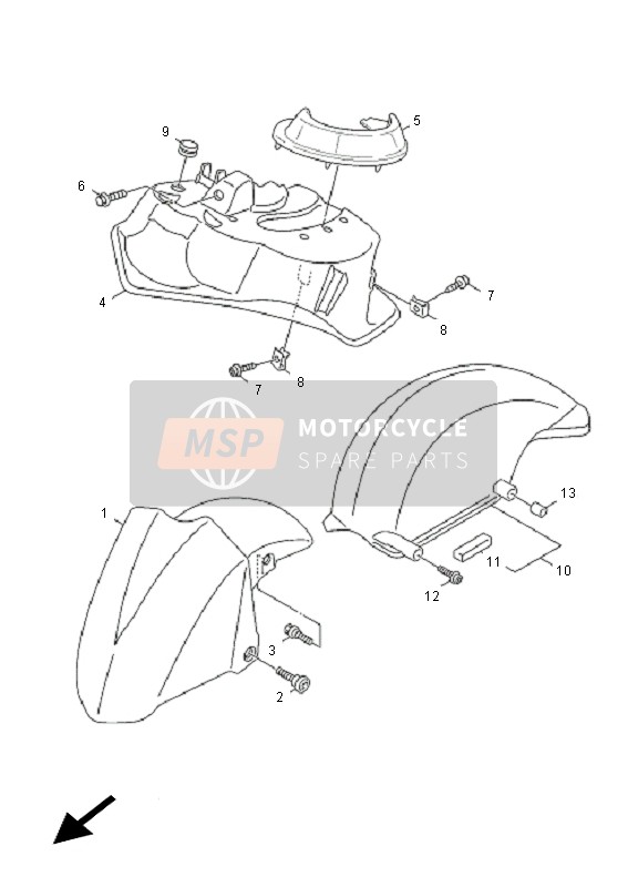 Yamaha NXC125E CYGNUS X 2011 Garde-boue avant pour un 2011 Yamaha NXC125E CYGNUS X